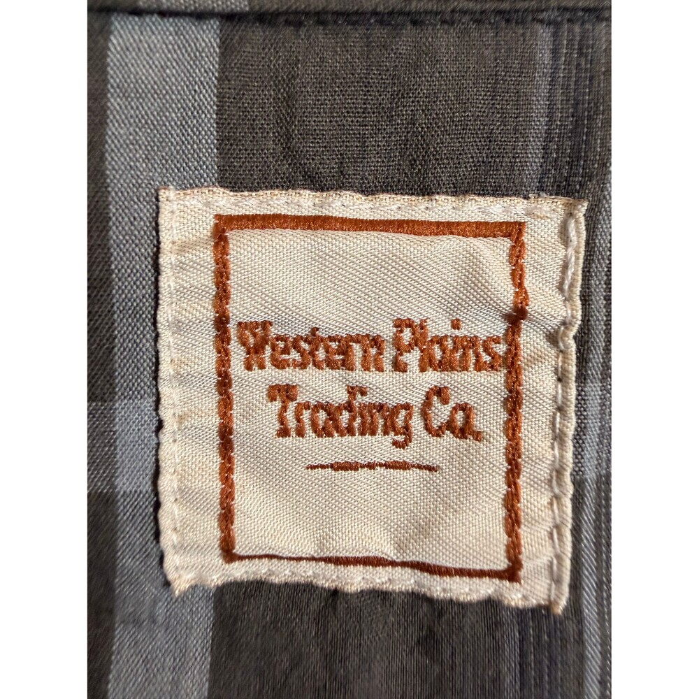 Western Plains Trading Co. Men's Large Gray Plaid Western Snap Button Shirt - Picture 2 of 4